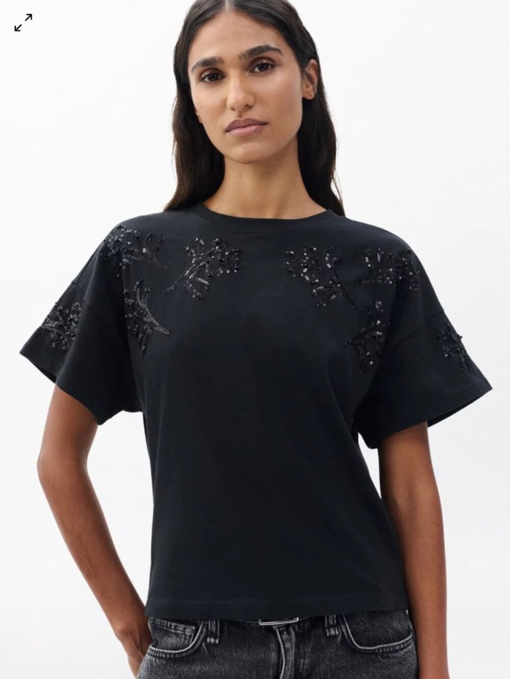 Kelly Boxy Beaded Floral Tee